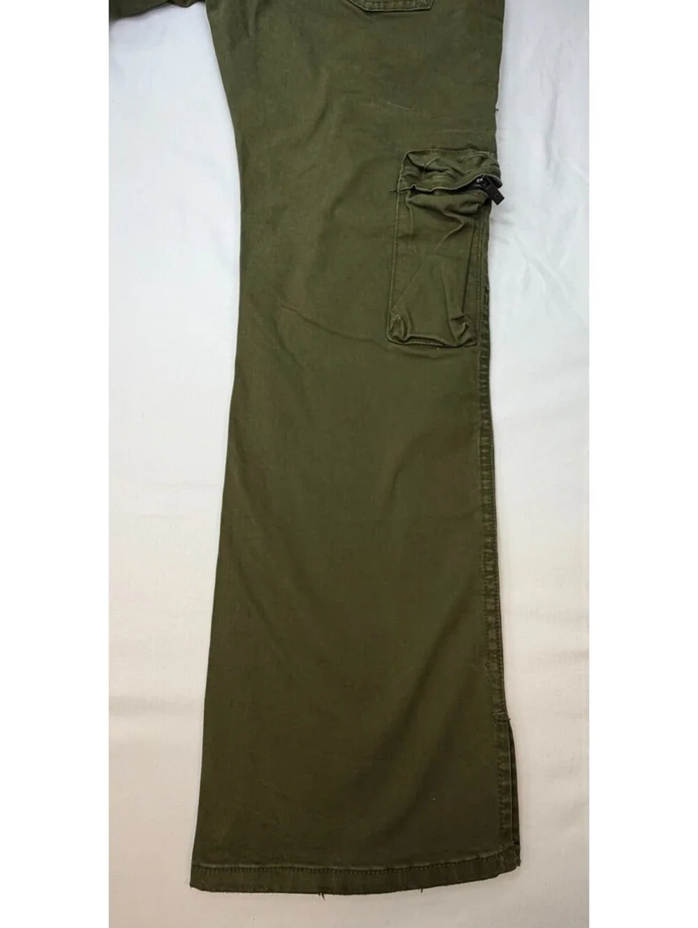 Preme Men's Jeans Straight Mid Rise Denim Cargo Pocket Solid Size 40 Green